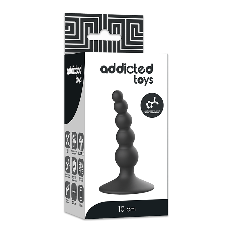 Plug anal silicone noir Addicted — détail texture surface