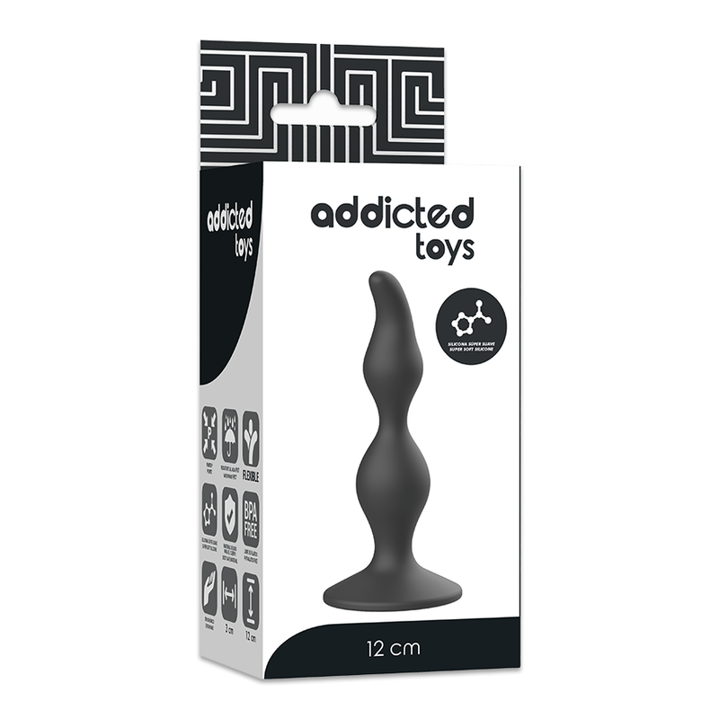 Plug anal silicone noir Addicted — détail texture surface