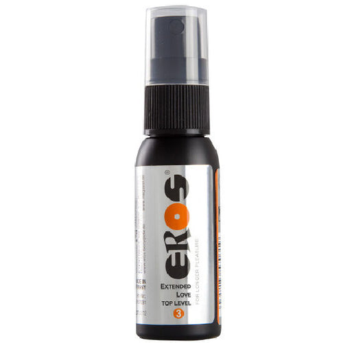 Spray retardant Eros Niveau 3 Extended Love 30 ml, flacon argente a pulverisateur, fabrication allemande qui prolonge le plaisir sans anesthesier la sensibilite.