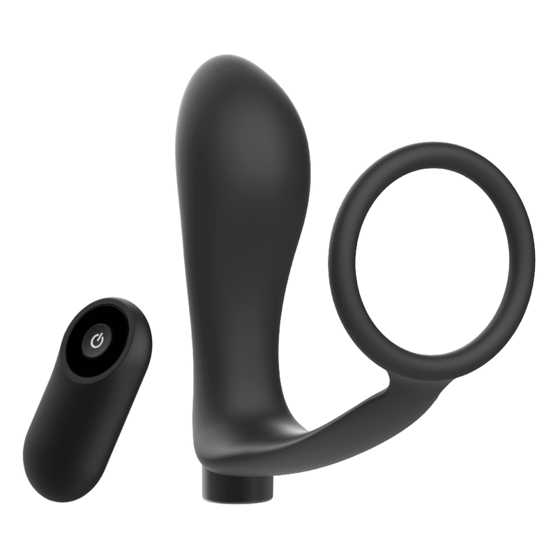 Anneau pénis plug anal vibrant télécommandé silicone — vue de profil