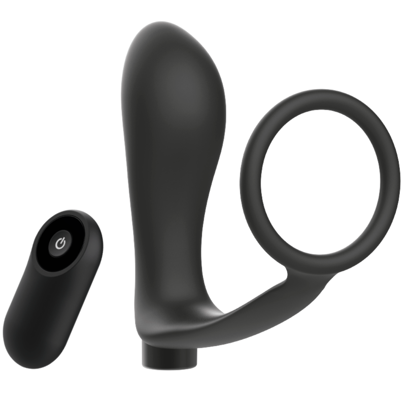 Anneau pénis plug anal vibrant télécommandé silicone — vue principale