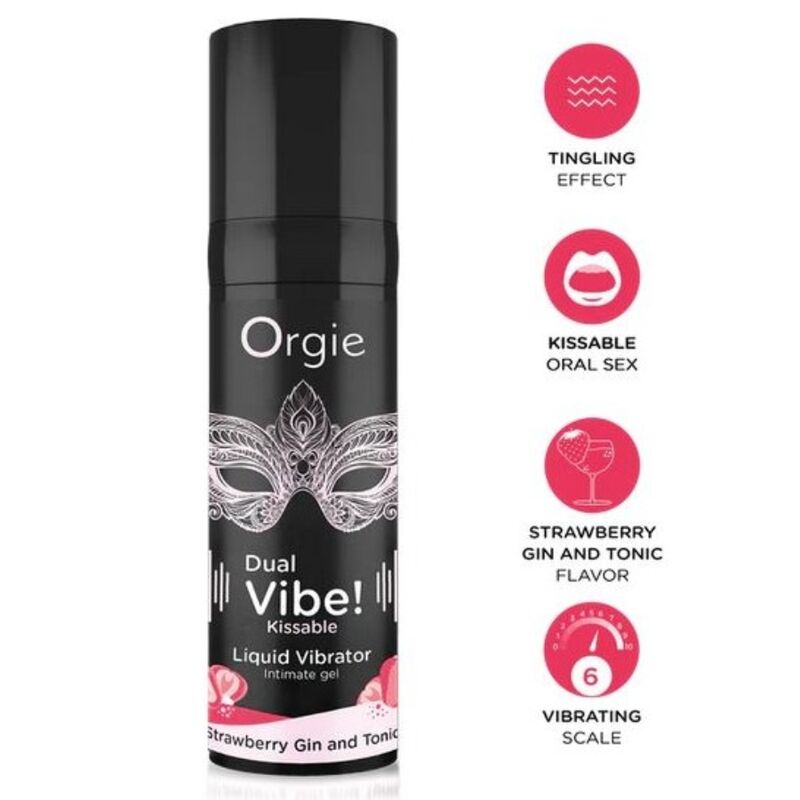 Gel stimulant gourmand Orgie Dual Vibe Strawberry Gin Tonic 15 ml