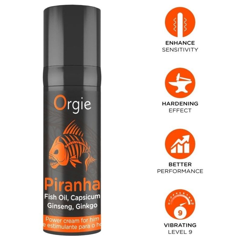 Crème stimulante homme Orgie Piranha 15 ml