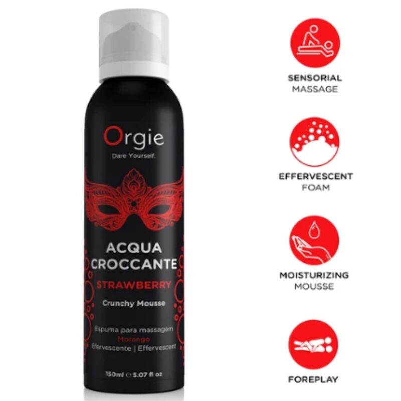 Mousse de massage crépitante Orgie Acqua Croccante Fraise 150 ml