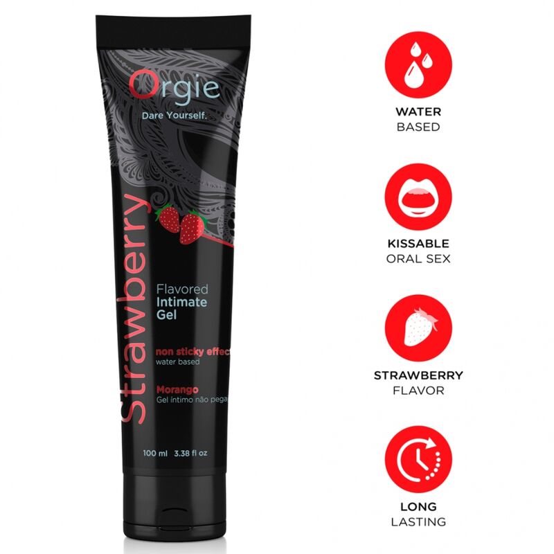 Lubrifiant gourmand Orgie Lube Tube Fraise 100 ml
