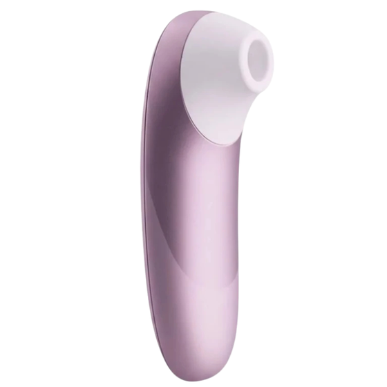 Stimulateur clitoridien Womanizer Pro rose nacré présenté seul de face sur fond blanc : embout de succion blanc et corps galbé ergonomique lisse, sans aucune anatomie.